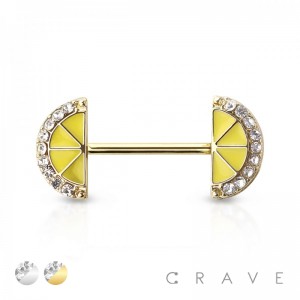 LEMON SLICE ENDS 316L SURGICAL STEEL NIPPLE BAR